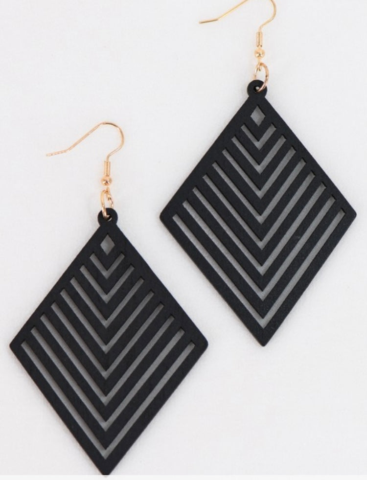 Boho Chevron Wood Earrings