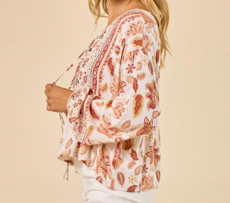 Boho Paisley Peasant Top