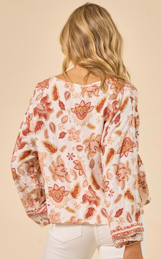 Boho Paisley Peasant Top