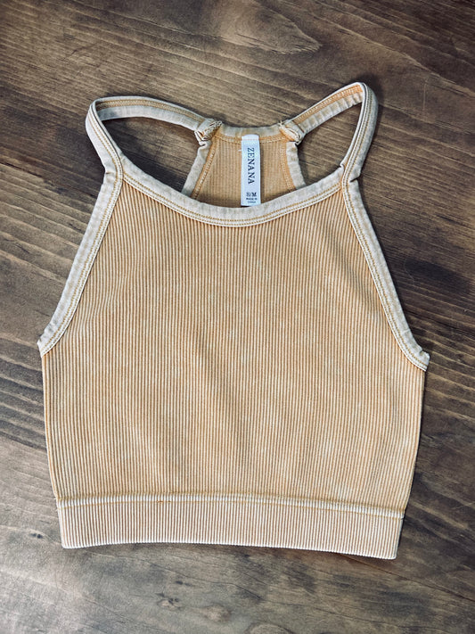 Washed Ribbed Seamless Cami Tank top