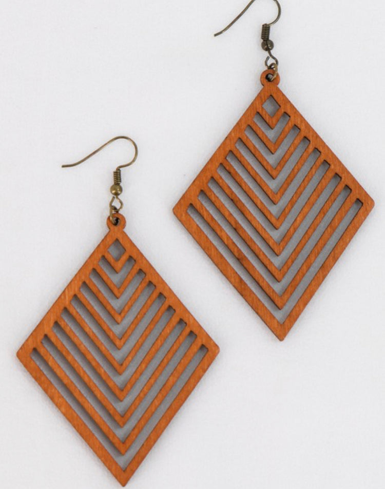 Boho Chevron Wood Earrings