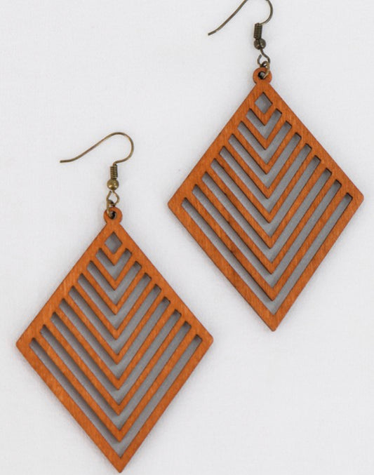 Boho Chevron Wood Earrings