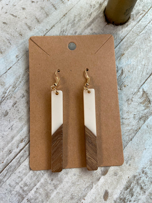 Resin Wooden Bar Earrings